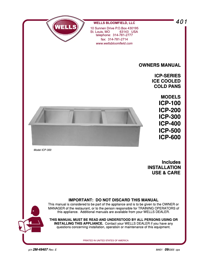 Página 1 del manual Manual de usuario Wells ICP400