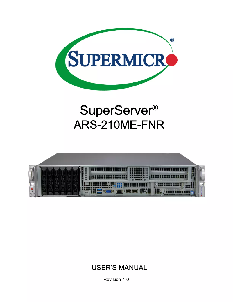 Image de la première page du manuel de l'appareil SuperServer ARS-210ME-FNR
