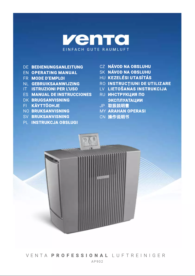 Page 1 de la notice Manuel utilisateur Venta AP902 Professional