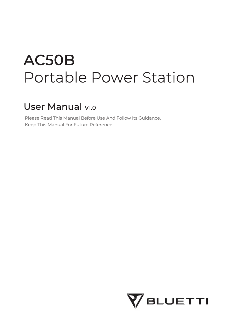 Page 1 de la notice Manuel utilisateur Bluetti AC50B