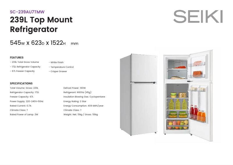 Page n°1 - Fiche technique Seiki SC-239AU7TM