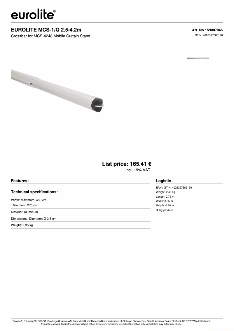 Page n°1 - Manuel utilisateur Eurolite MCS-1