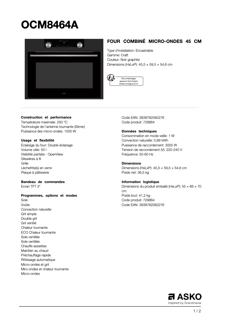 Image de la première page du manuel de l'appareil OCM8464A