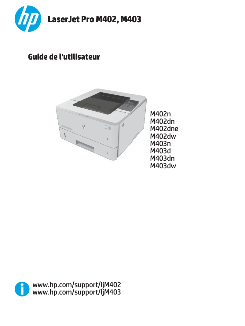 Image de la première page du manuel de l'appareil LaserJet Pro M402