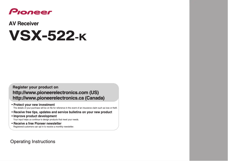 Page n°1 - Manuel utilisateur Pioneer VSX-522