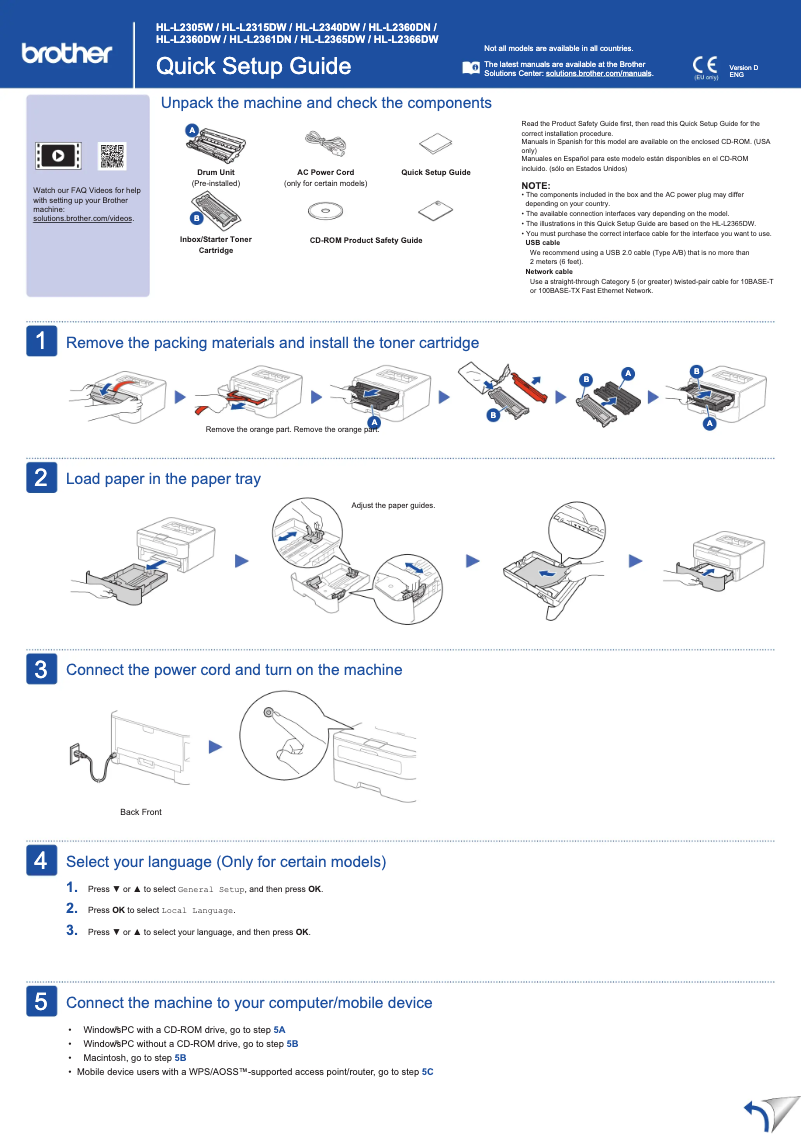 Image de la première page du manuel de l'appareil HL-L2315DW