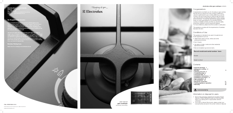 Image de la première page du manuel de l'appareil EHGC95AS