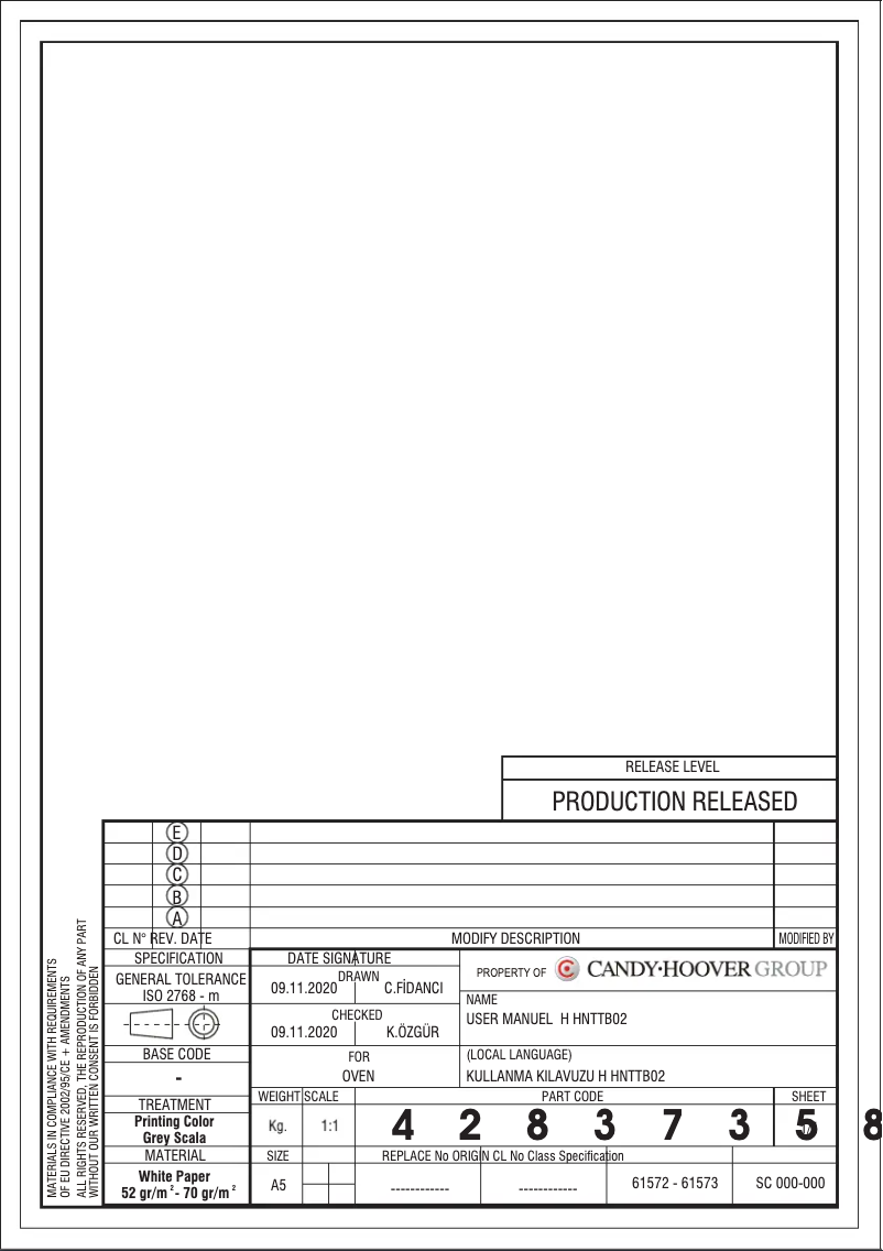 Page 1 de la notice Mode d'emploi Hoover HOC3U3178IN