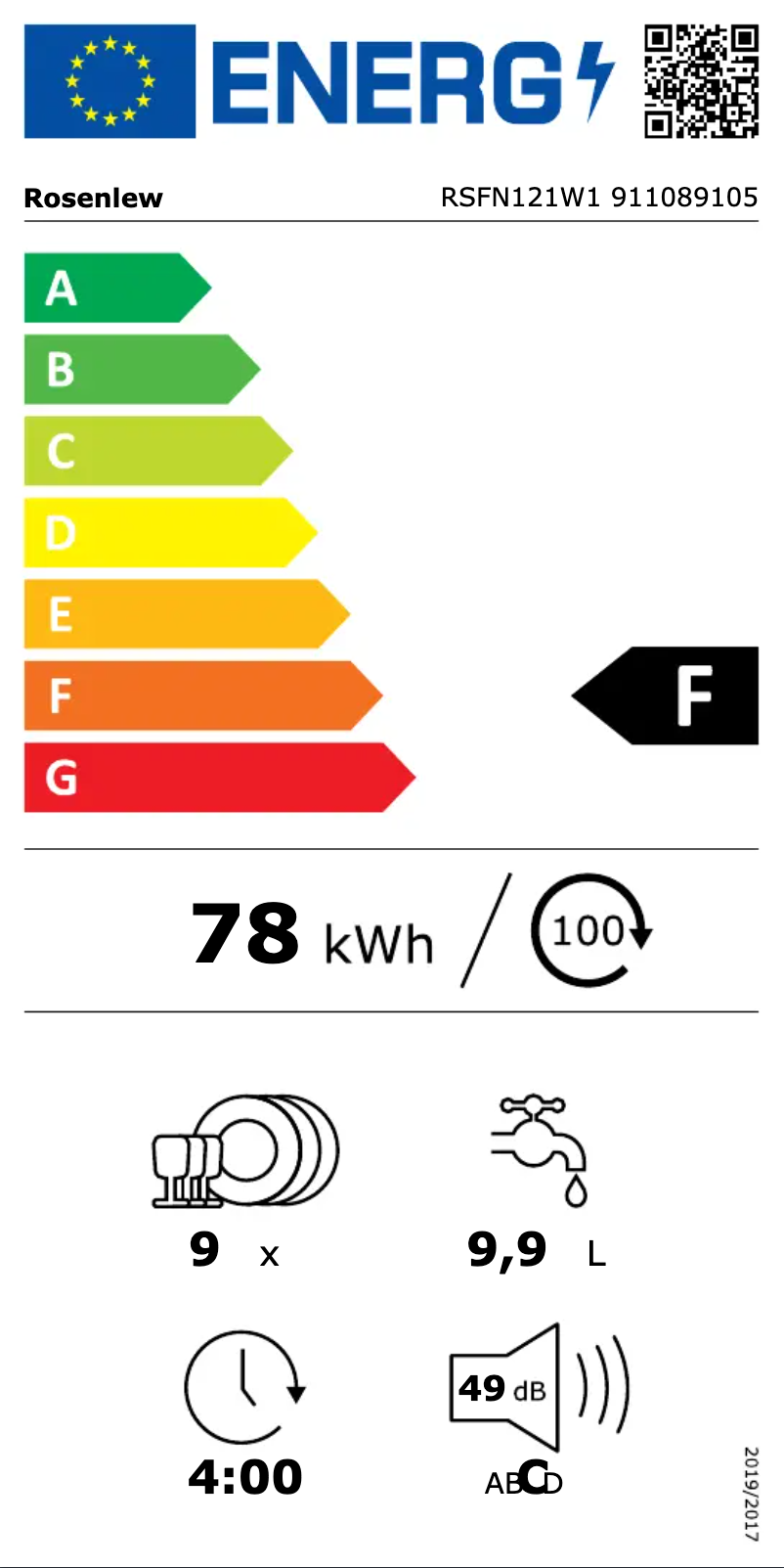 Page n°1 - Label énergétique Rosenlew RSFN121W1