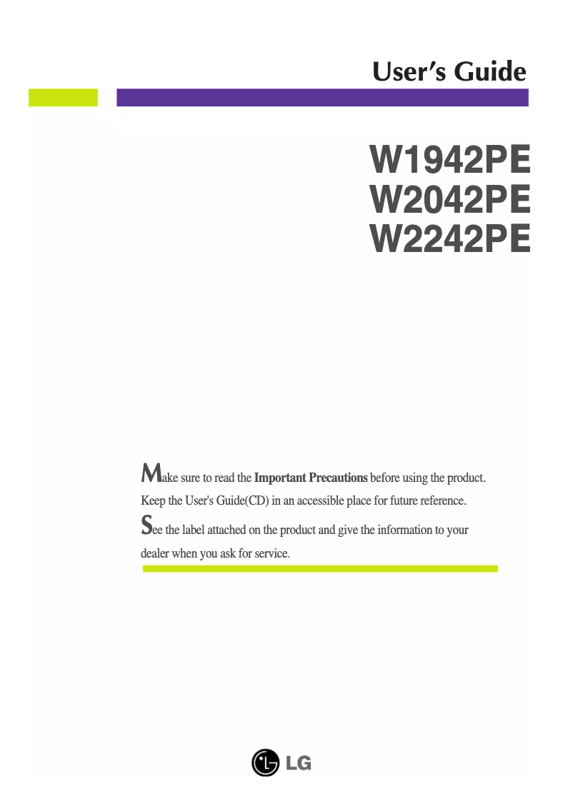 Page n°1 - Manuel utilisateur LG W2242PE-BS