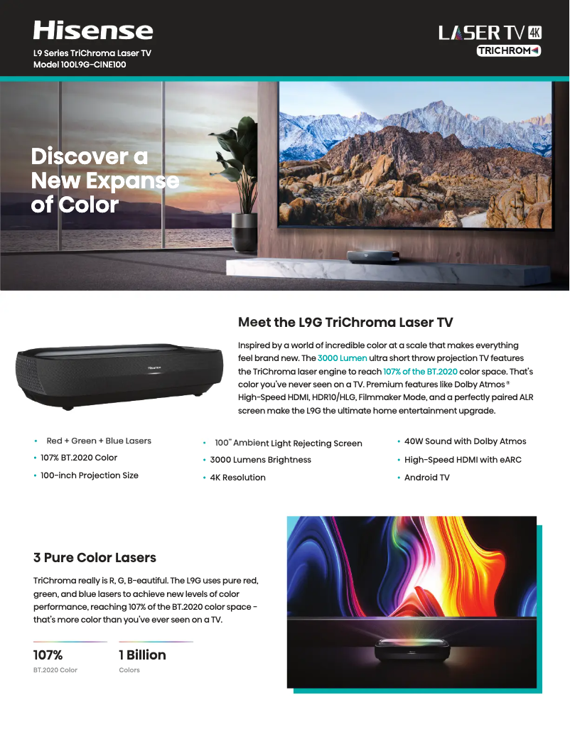 Page 1 de la notice Manuel utilisateur Hisense 100L9G-CINE100