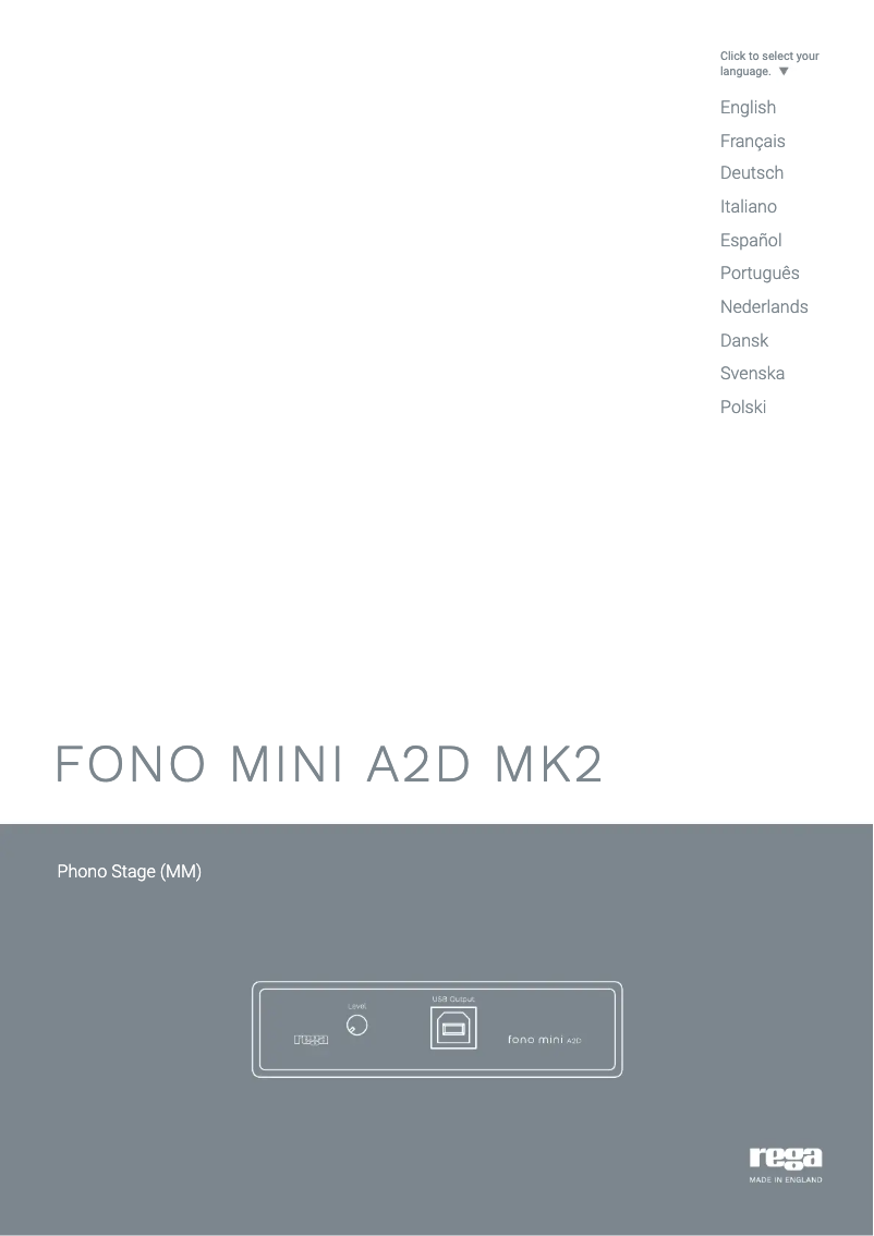 Page n°1 - Manuel utilisateur Rega Fono Mini A2D MK2
