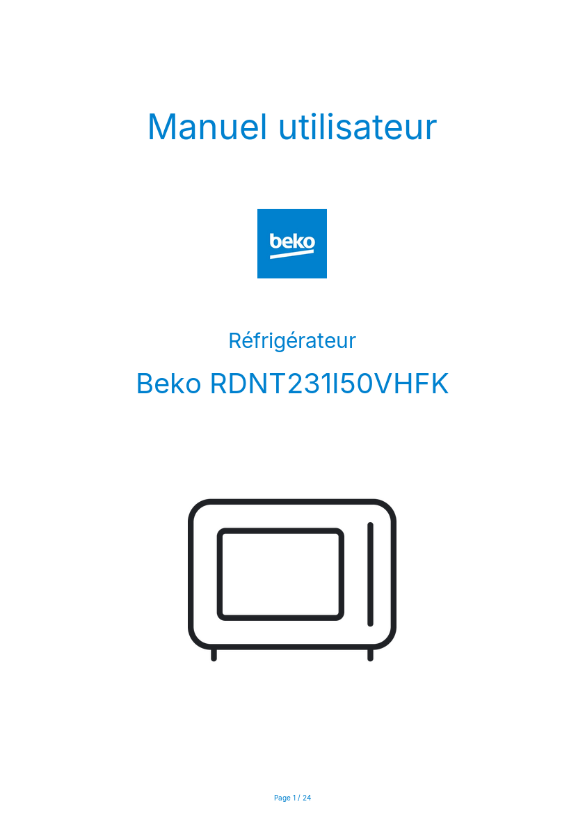 Page n°1 - Manuel utilisateur Beko RDNT231I50VHFK