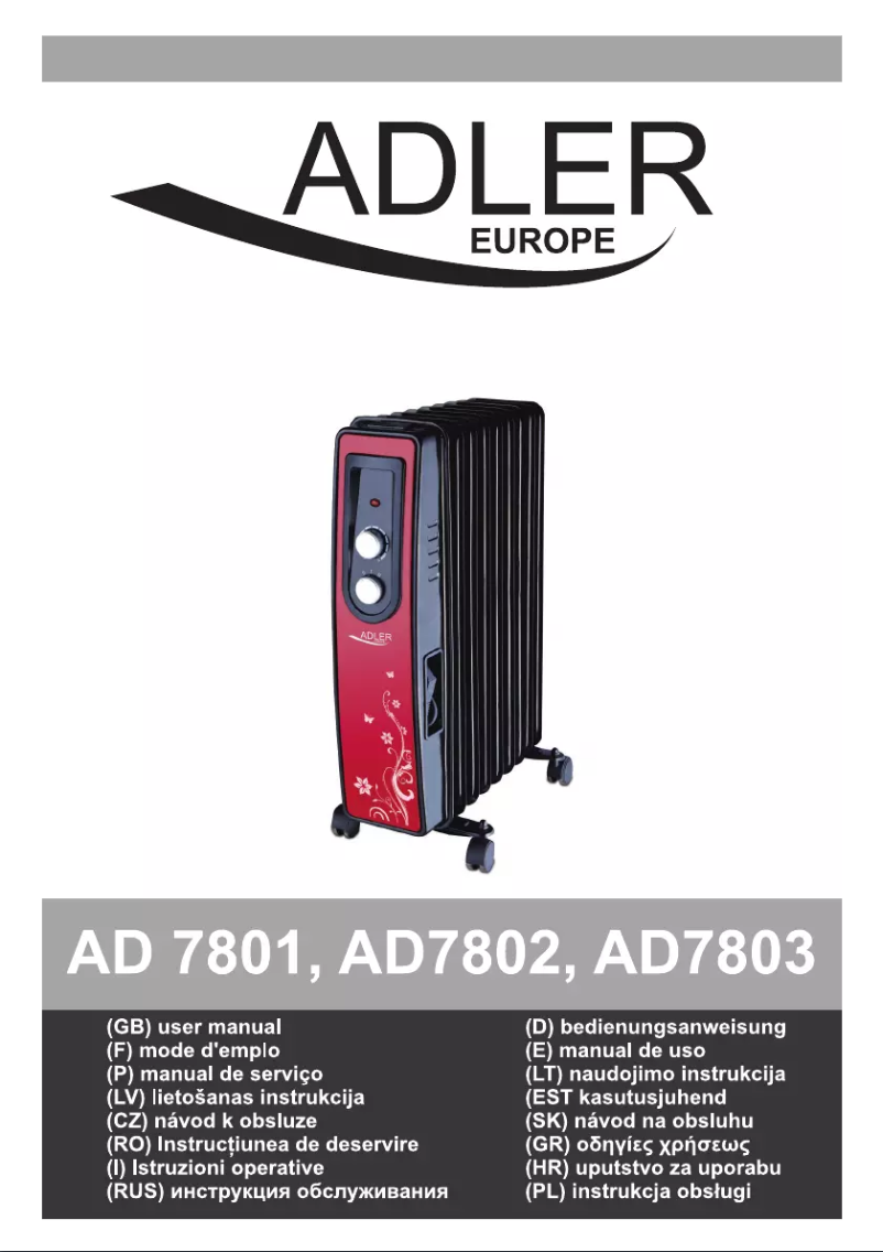 Page 1 de la notice Manuel utilisateur Adler AD 7803