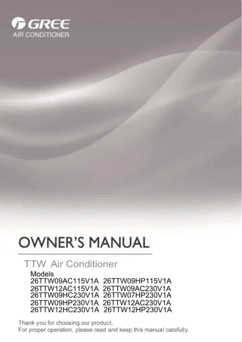 Page 1 de la notice Manuel utilisateur Gree 26TTW12HP230V1A