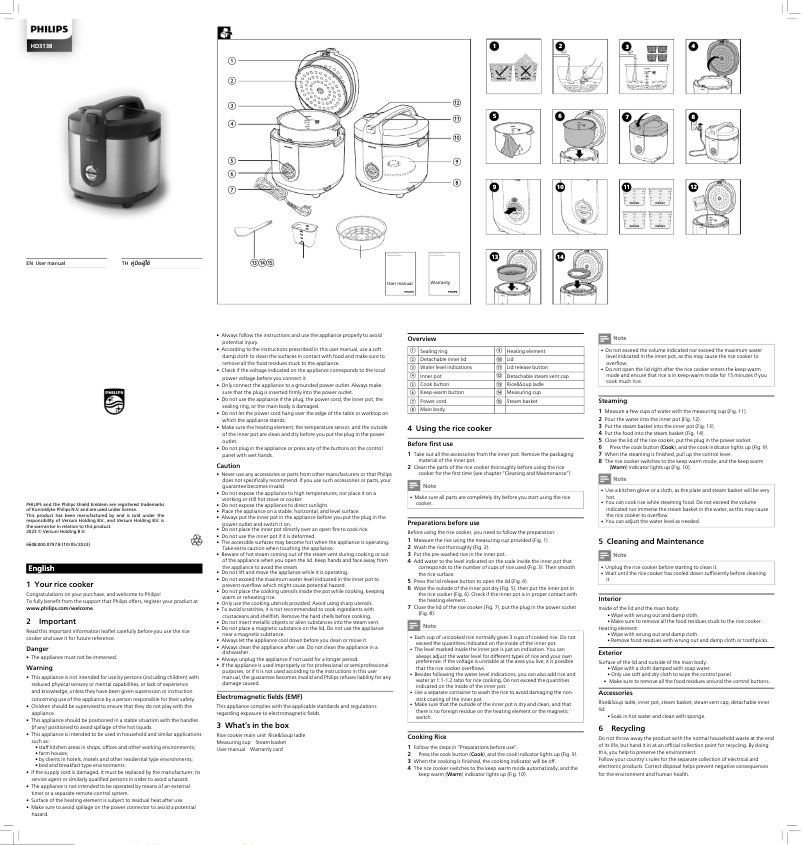 Page n°1 - Manuel utilisateur Philips HD3138
