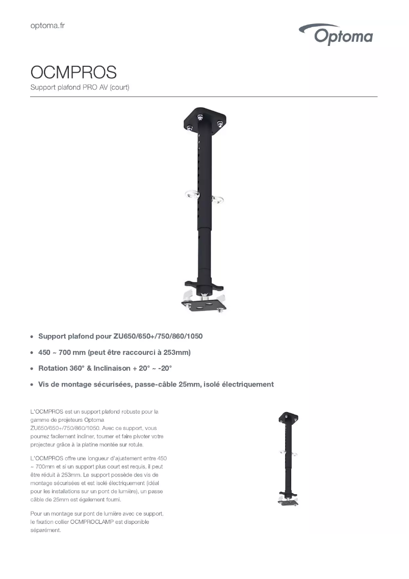 Page n°1 - Manuel utilisateur Optoma OCMPROS