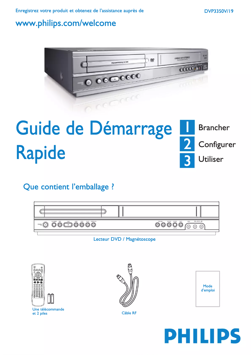 Page 1 de la notice Guide de démarrage rapide Philips DVP3350V