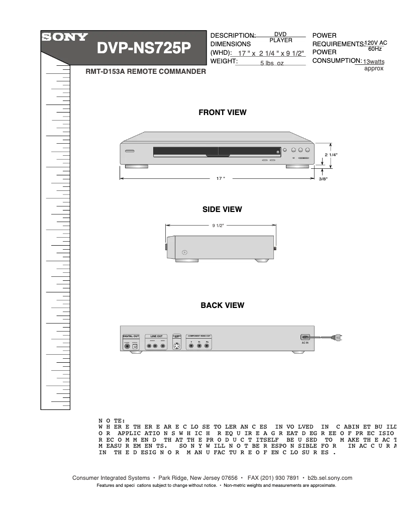 Page 1 de la notice Guide d'installation Sony DVP-NS725P