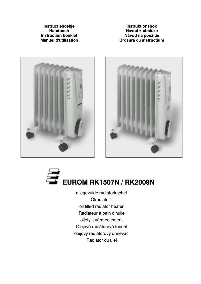 Page 1 de la notice Manuel utilisateur Eurom RK2009N