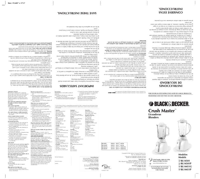 Page n°1 - Manuel utilisateur Black & Decker BL14451G
