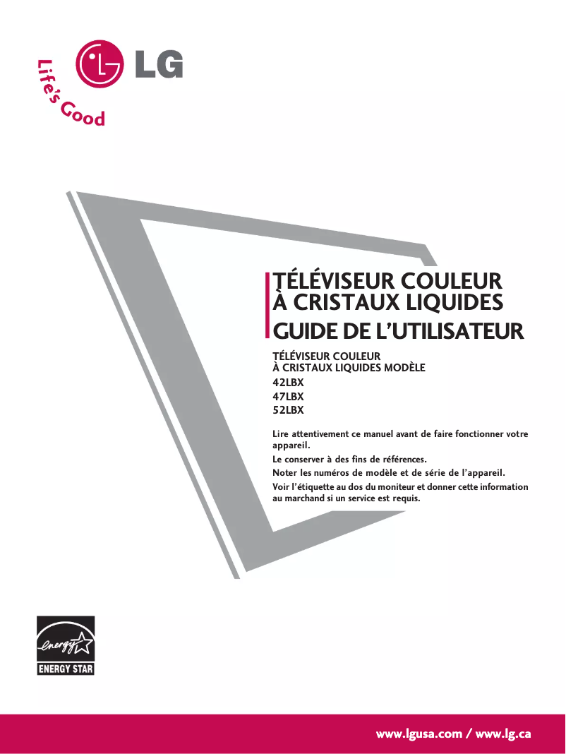 Image de la première page du manuel de l'appareil 52LB9DF