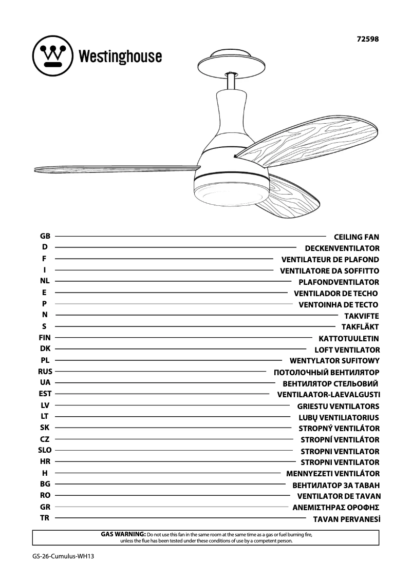 Page n°1 - Manuel utilisateur Westinghouse 72598
