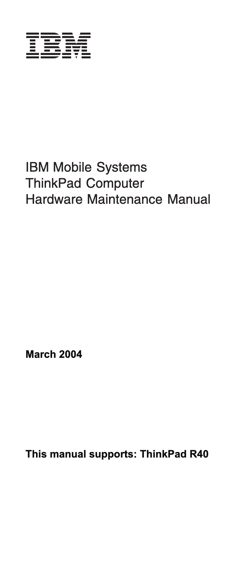 Page n°1 - Manuel utilisateur Lenovo ThinkPad R40