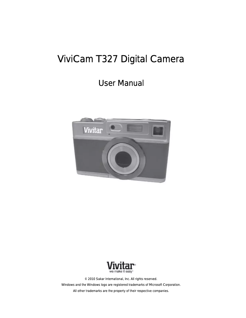 Page n°1 - Manuel utilisateur Vivitar ViviCam T327