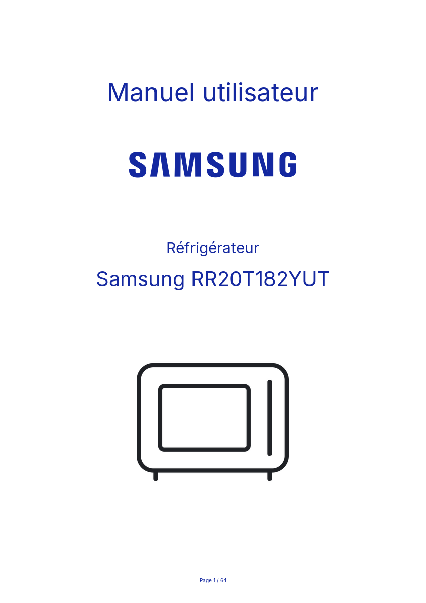 Page n°1 - Manuel utilisateur Samsung RR20T182YUT