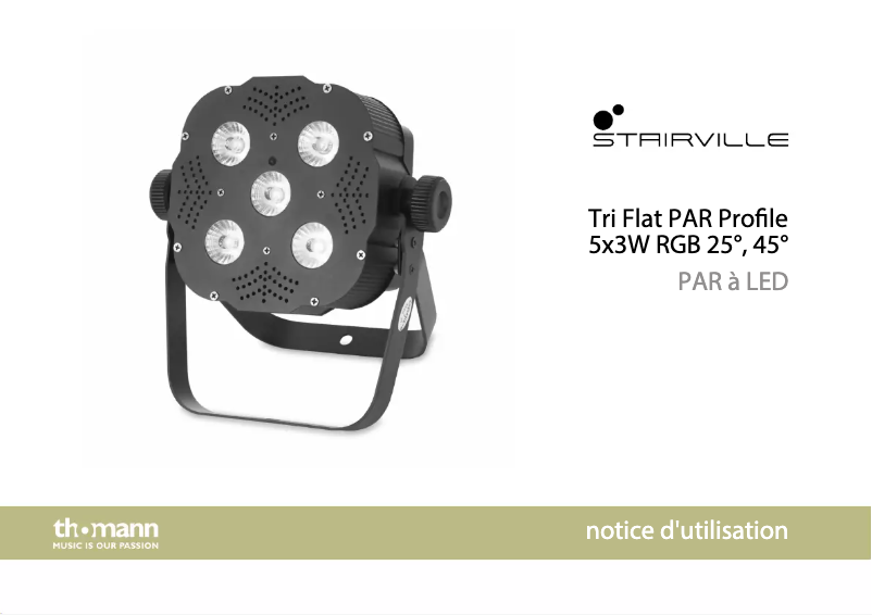 Page 1 de la notice Manuel utilisateur Stairville Tri Flat PAR Profile 5x3W 45°