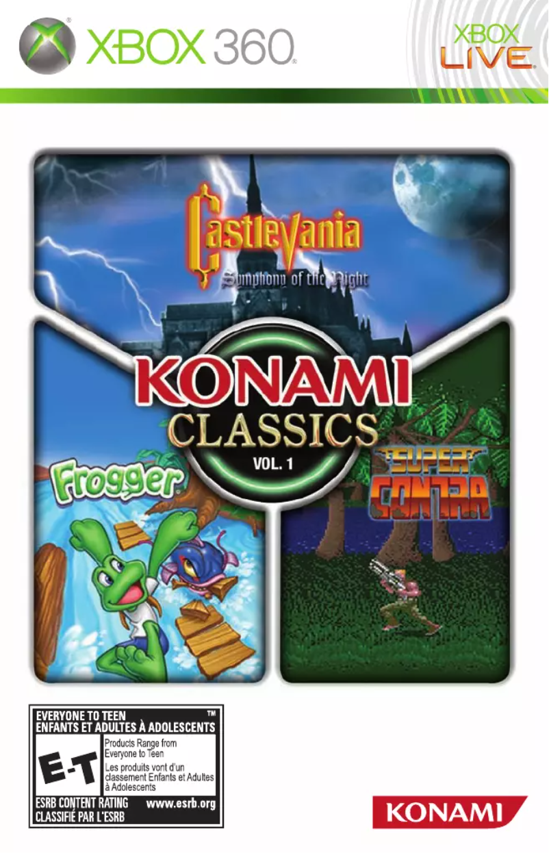 Page 1 de la notice Manuel utilisateur Konami Classics: Volume 1 (Xbox 360)