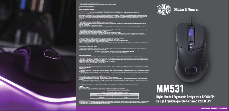 Page n°1 - Manuel utilisateur Cooler Master MM531