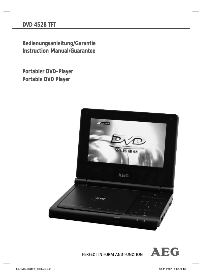 Page 1 de la notice Manuel utilisateur AEG DVD 4528 TFT