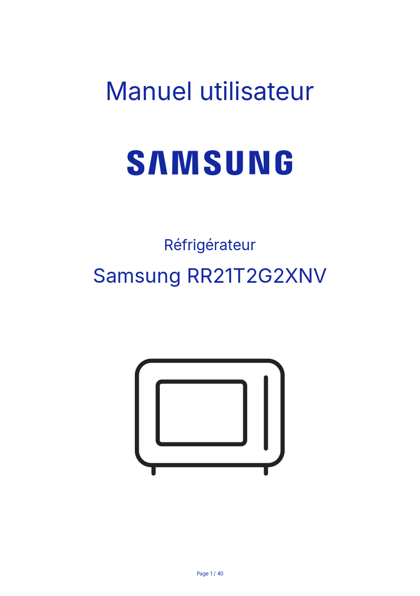 Page n°1 - Manuel utilisateur Samsung RR21T2G2XNV