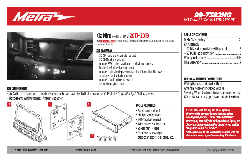 Page n°1 - Manuel utilisateur Metra 99-7382HG
