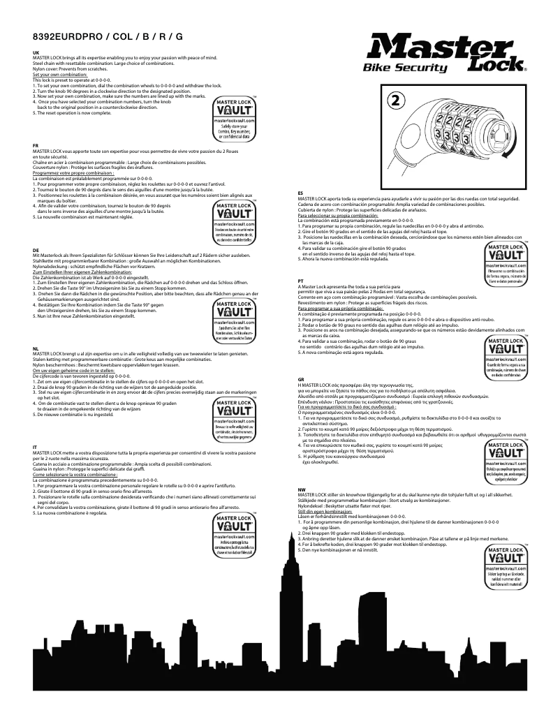 Page 1 de la notice Manuel utilisateur Master Lock 8392