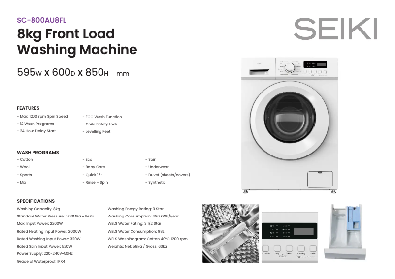 Image de la première page du manuel de l'appareil SC-800AU8FL