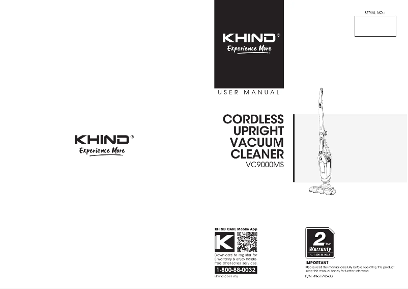 Page 1 de la notice Manuel utilisateur Khind VC9000MS