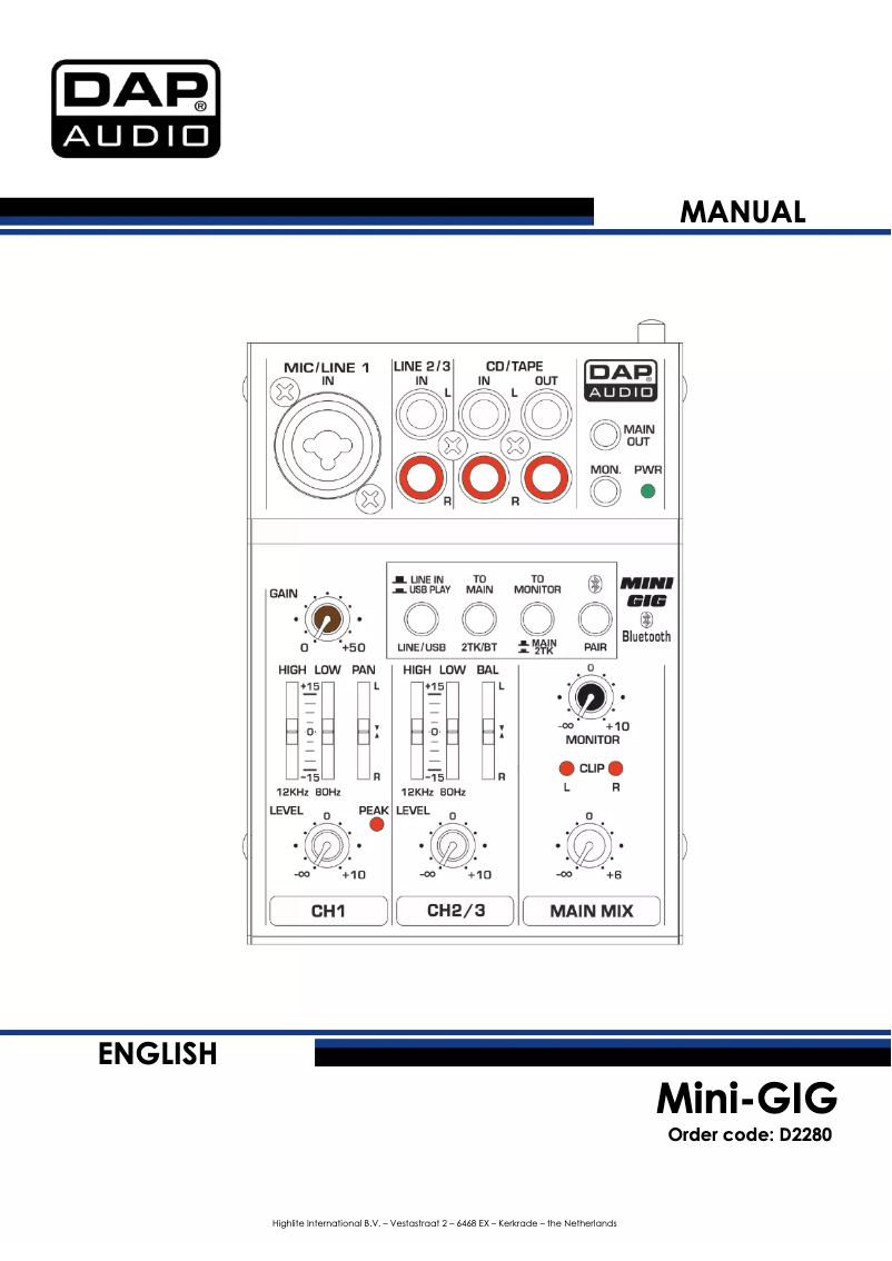 Page 1 de la notice Manuel utilisateur DAP-Audio Mini-GIG