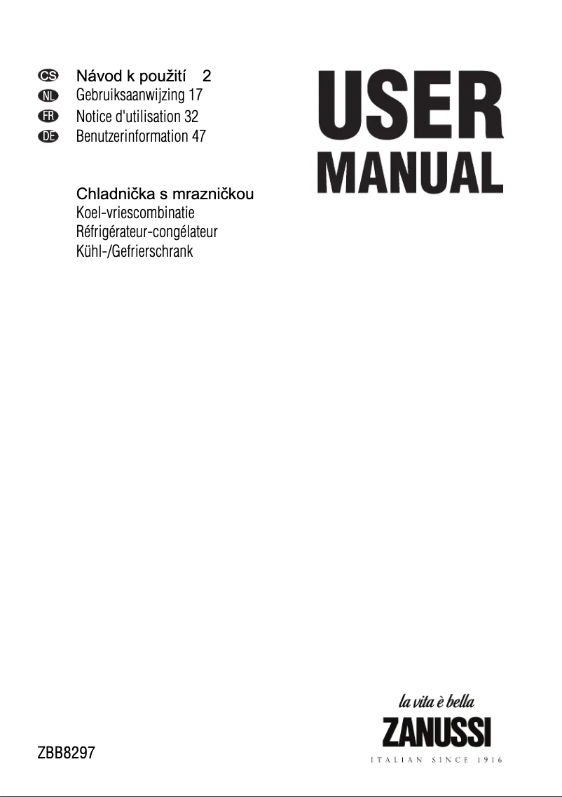 Image de la première page du manuel de l'appareil ZBB8297