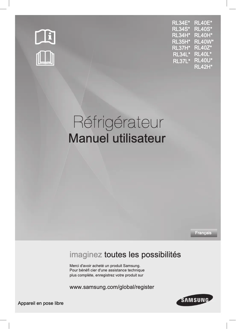 Page 1 de la notice Manuel utilisateur Samsung RL34LGMG