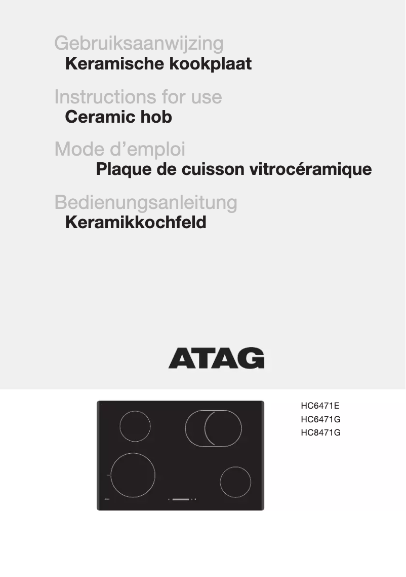 Page 1 de la notice Manuel utilisateur Atag HC6471E