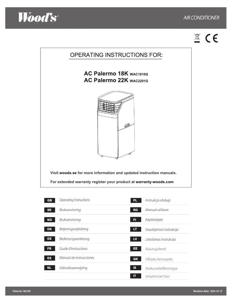 Image de la première page du manuel de l'appareil WAC2201G