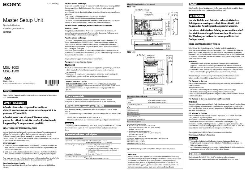 Página 1 del manual Manual de usuario Sony MSU-1500