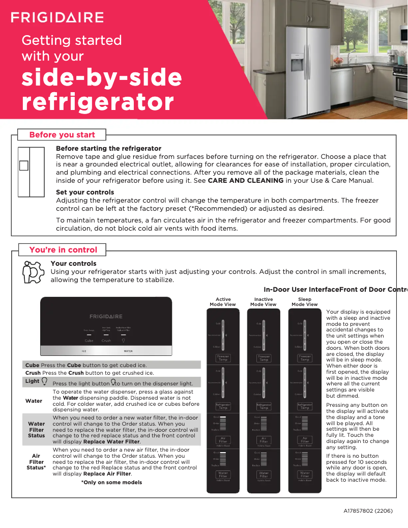 Page n°1 - Guide de démarrage rapide Frigidaire FRSS2623AS