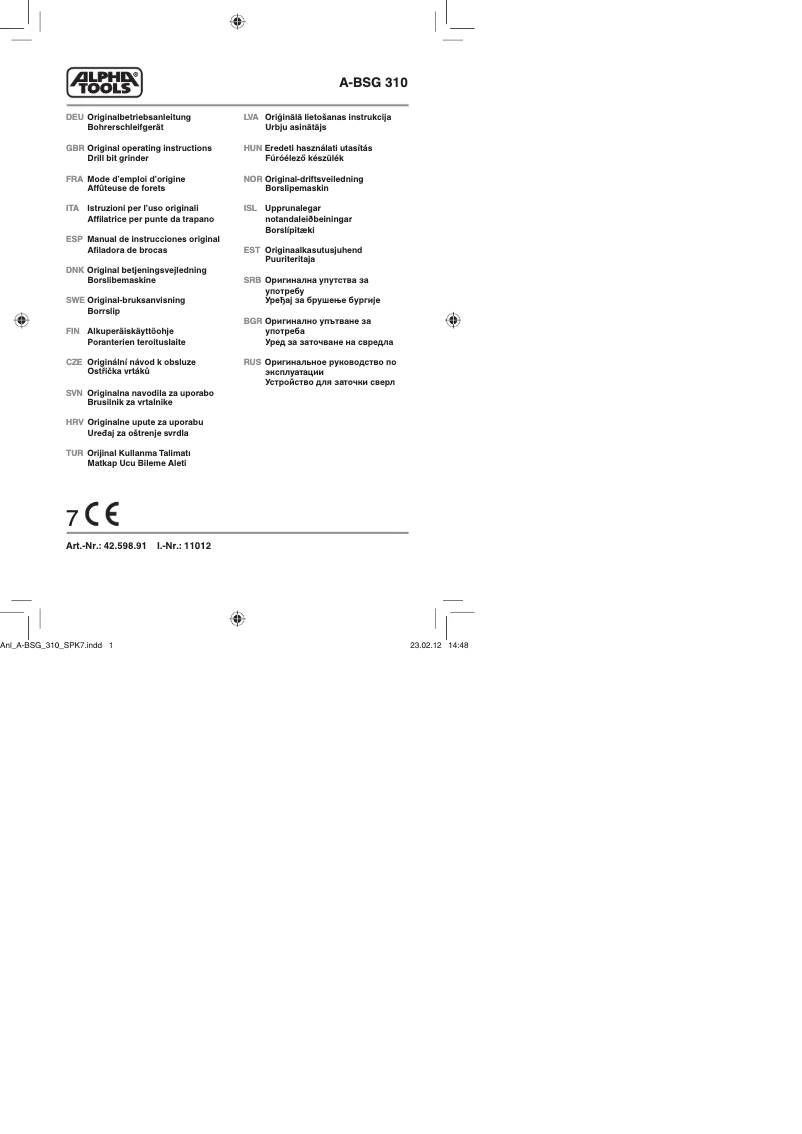Image de la première page du manuel de l'appareil A-BSG 310