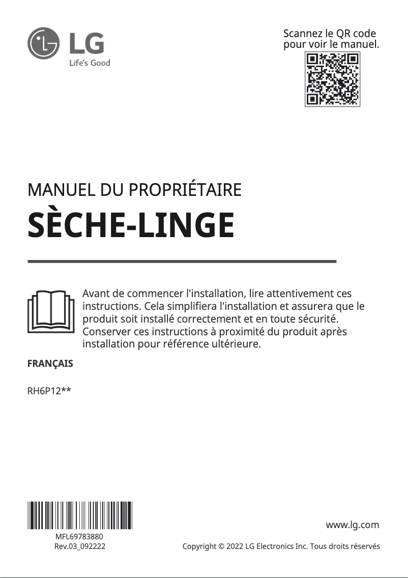 Page n°1 - Manuel utilisateur LG RH6P12BS