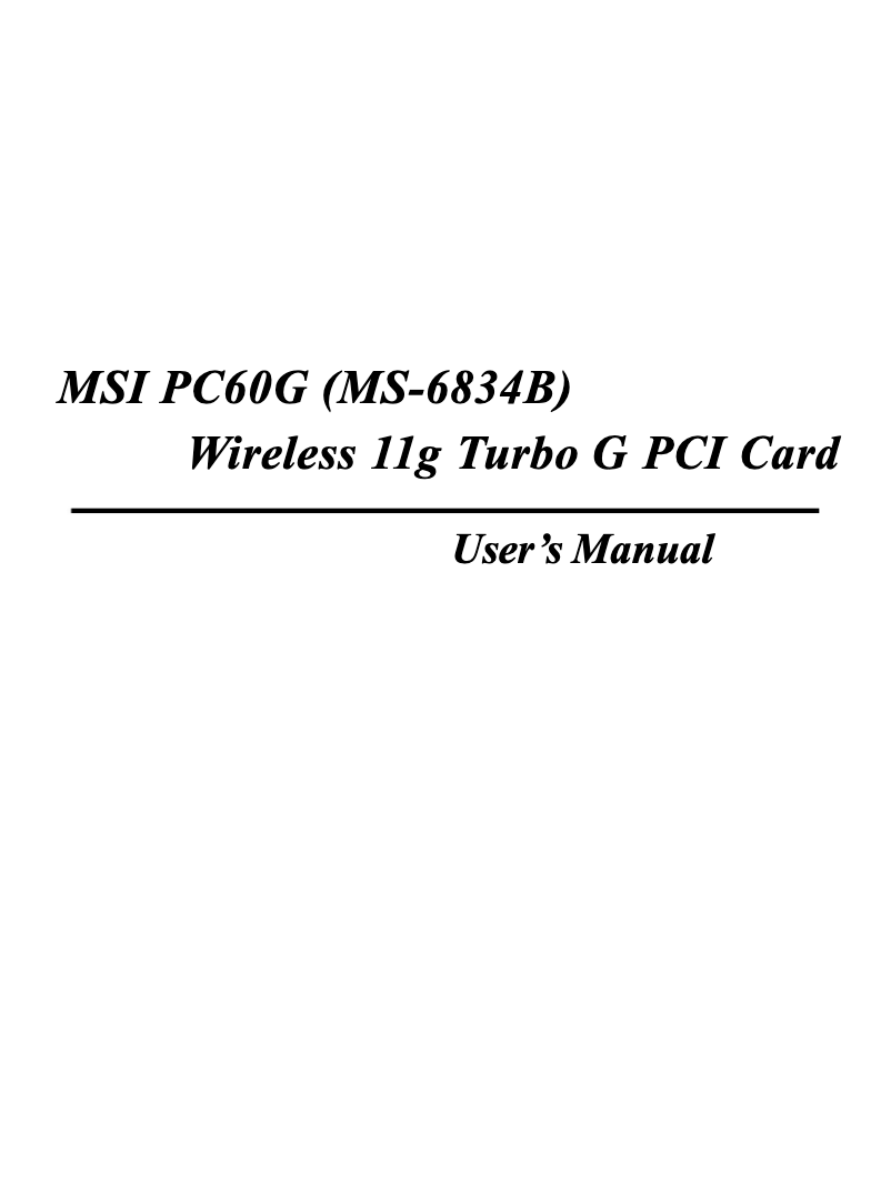 Page n°1 - Manuel utilisateur MSI PC60G