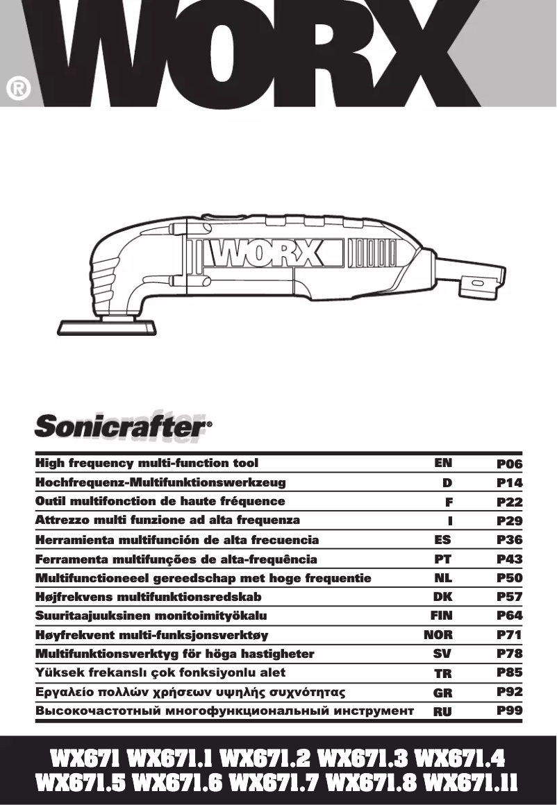 Page 1 de la notice Manuel utilisateur Worx Sonicrafter WX671.7